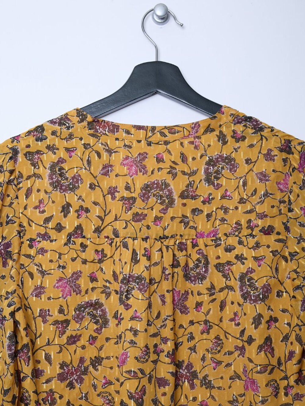 Faherty Silk Cotton Blend Floral Print Long Sleeve V-Neck Blouse Boho Summer - Picture 6 of 11